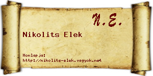 Nikolits Elek névjegykártya